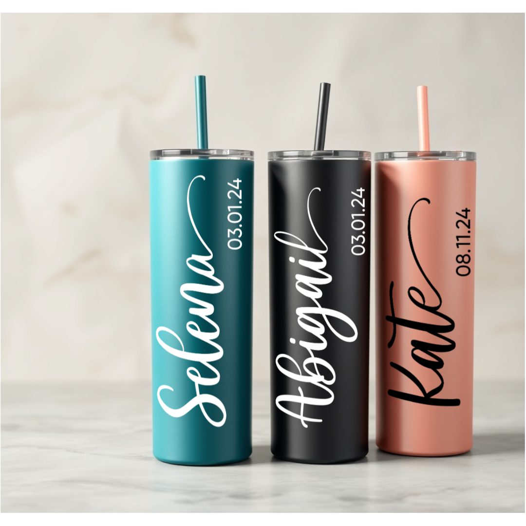 Bulk Skinny Matte Tumblers with straws 20oz – Sleek Design