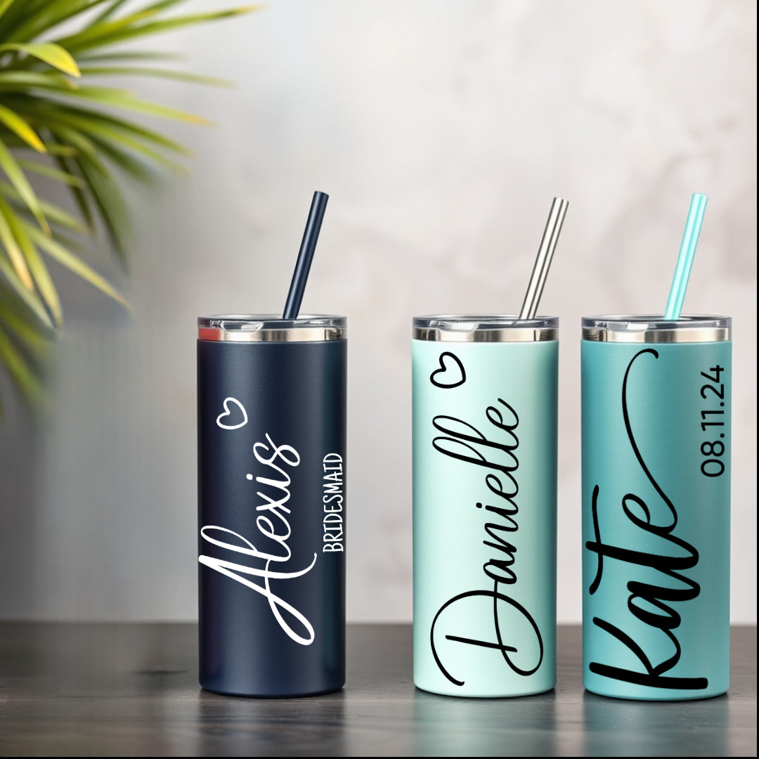 Bulk Skinny Matte Tumblers with straws 20oz – Sleek Design