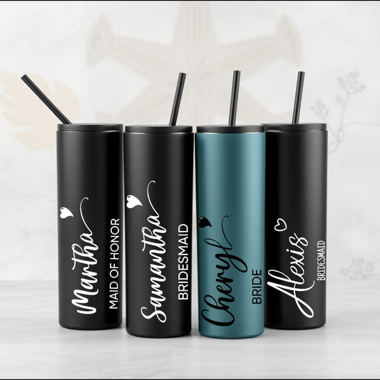 Bulk Skinny Matte Tumblers with straws 20oz – Sleek Design