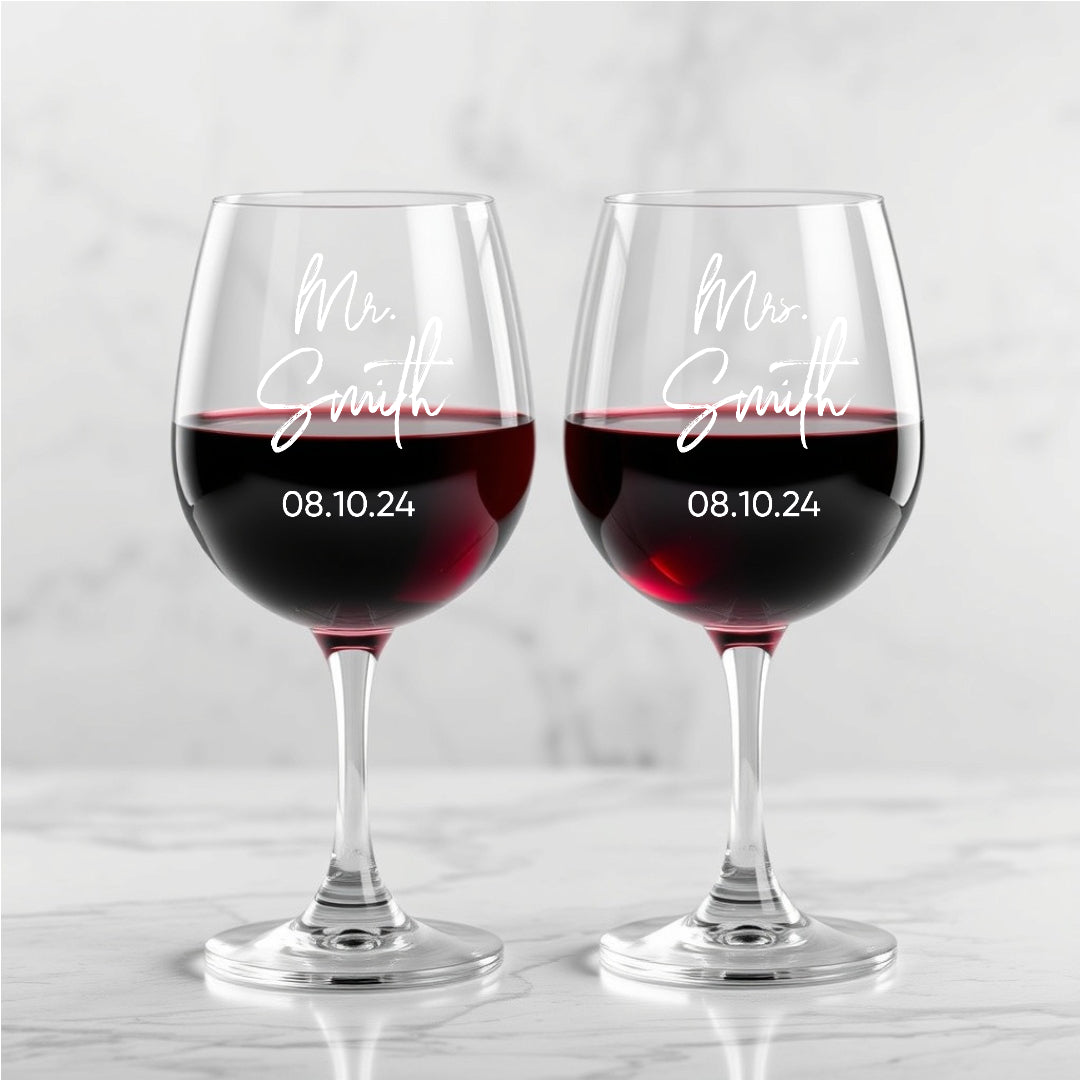 Personalized Wine Glasses 12oz - Couples Gift