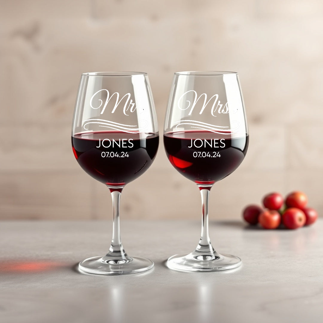 Personalized Wine Glasses 12oz - Couples Gift