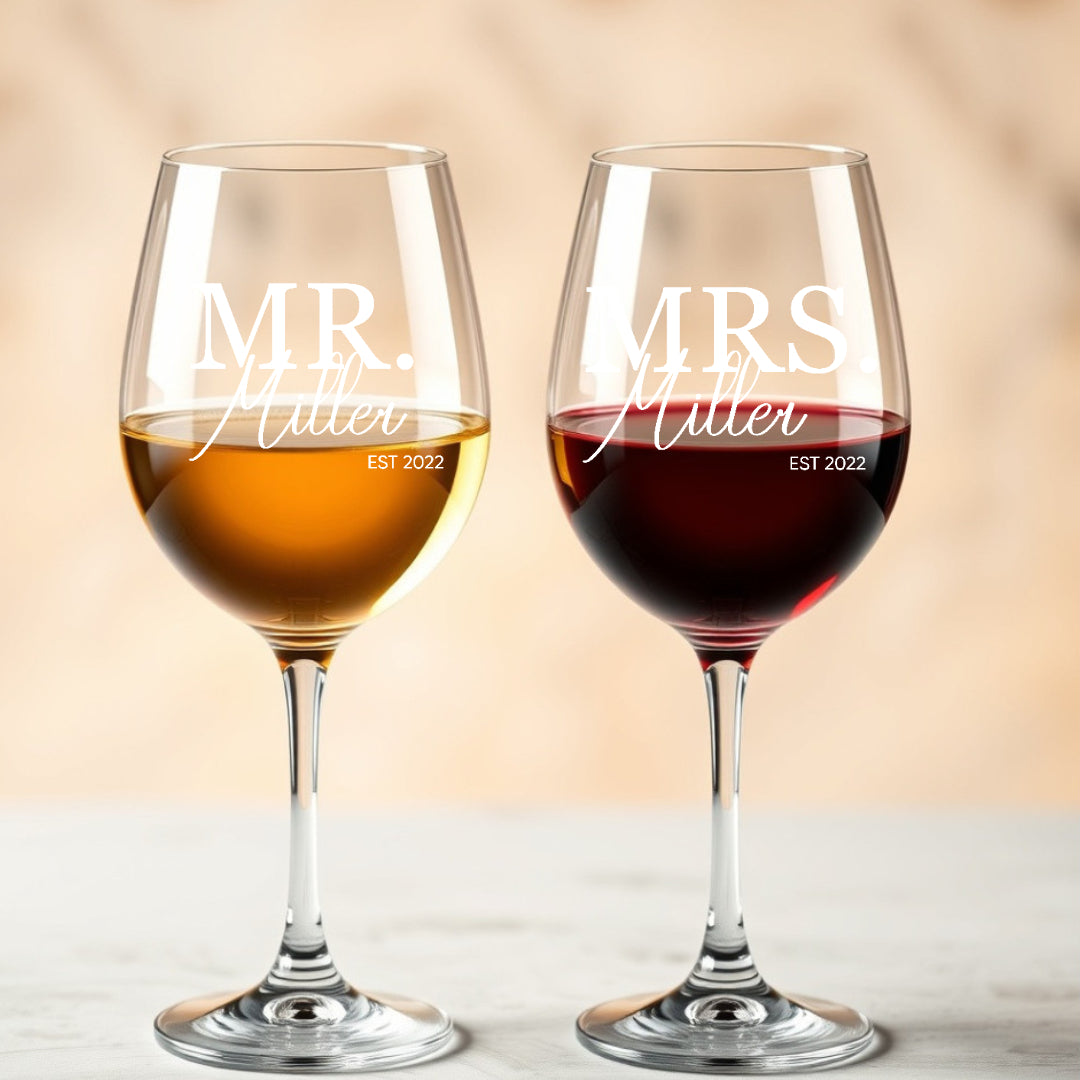 Personalized Wine Glasses 12oz - Couples Gift